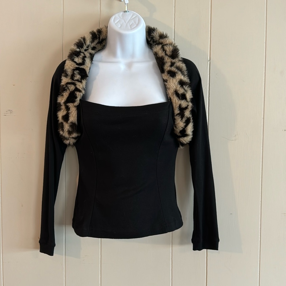 Black Leopard Print Women's Top